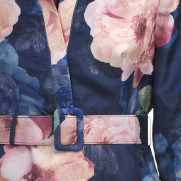 BETSY & ADAM Floral Belted Shirt Gown - Picture 3 of 3